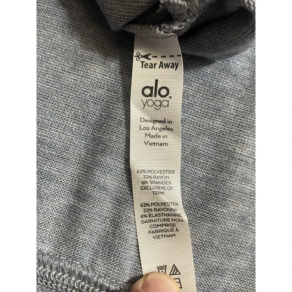 Alo Yoga Glimpse Sweatshirt Womens S Gray High Low Side Slit Pullover Athleisure